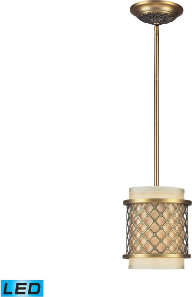 Chester 1 Light Led Pendant In Brushed Antique Brass