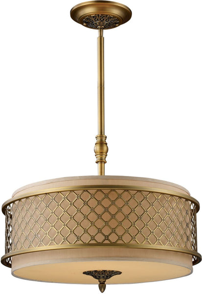 Chester 4 Light Pendant In Brushed Antique Brass