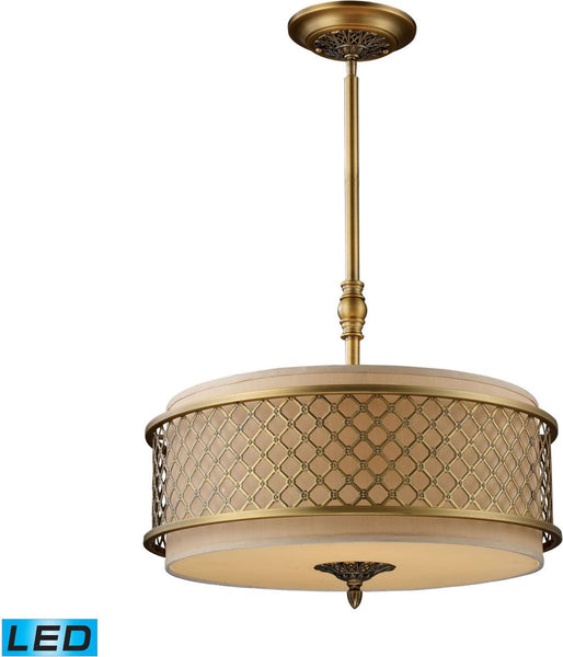 Chester 4 Light Led Pendant In Brushed Antique Brass