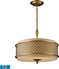 Chester 4 Light Led Pendant In Brushed Antique Brass