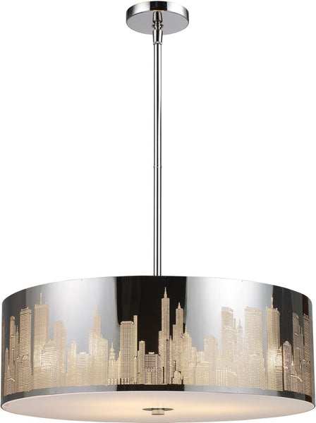 Skyline 5 Light Pendant In Polished Stainless Steel