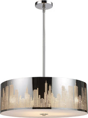 Skyline 5 Light Pendant In Polished Stainless Steel