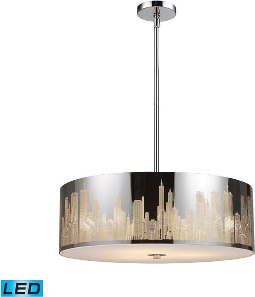 Skyline 5 Light Led Pendant In Polished Stainless Steel