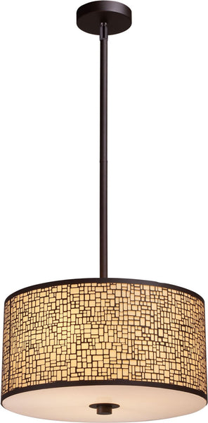 Medina 3 Light Pendant In Aged Bronze With Amber Diffuser