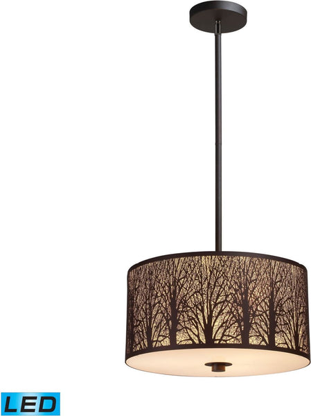 Woodland Sunrise 3 Light Led Pendant In Aged Bronze