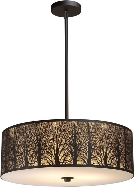 Woodland Sunrise 5 Light Pendant In Aged Bronze