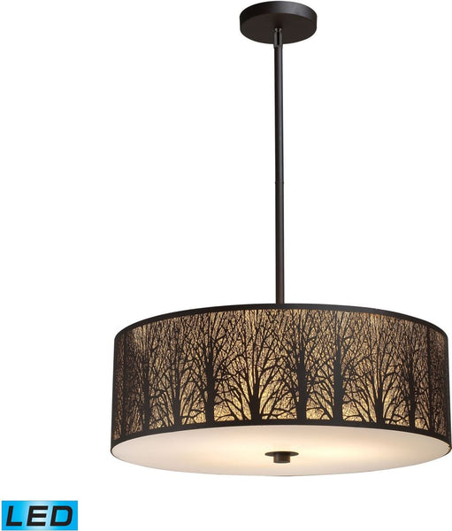 Woodland Sunrise 5 Light Led Pendant In Aged Bronze