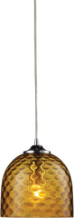 Viva 1 Light Pendant In Polished Chrome and Amber Glass