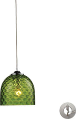 Viva 1 Light Pendant In Polished Chrome and Green Glass - Includes Recessed Lighting Kit