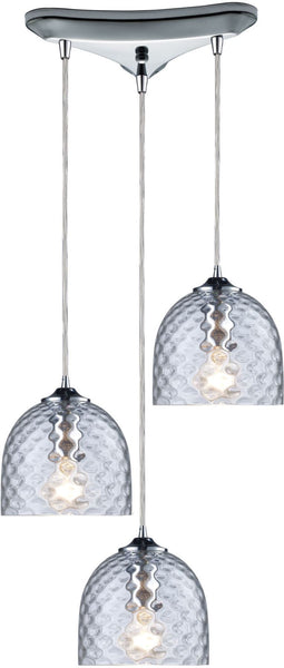 Viva 3 Light Pendant In Polished Chrome and Clear Glass