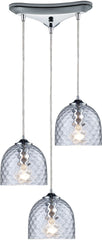 Viva 3 Light Pendant In Polished Chrome and Clear Glass