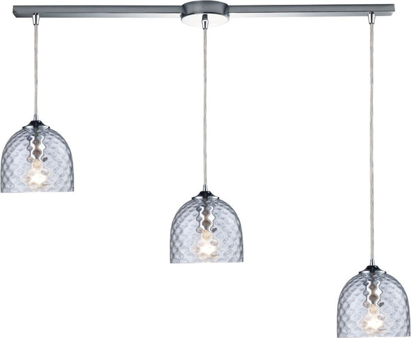 Viva 3 Light Pendant In Polished Chrome and Clear Glass