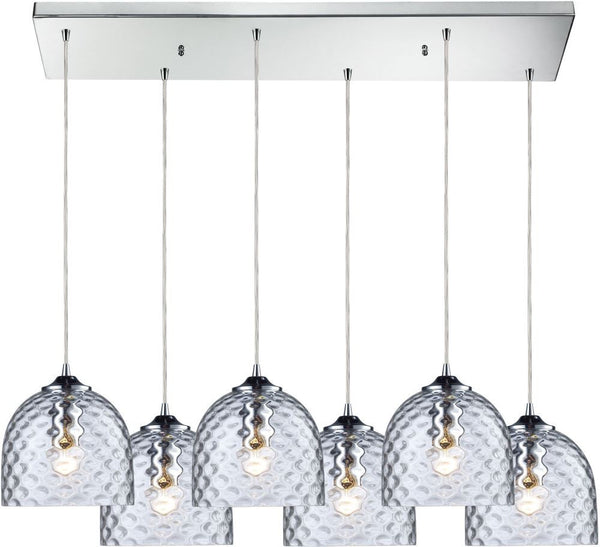 Viva 6 Light Pendant In Polished Chrome and Clear Glass