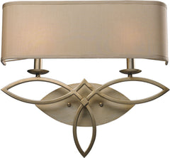 Estonia 2 Light Sconce In Aged Silver With Beige Shade