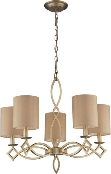 Estonia 5 Light Chandelier In Aged Silver With Shades