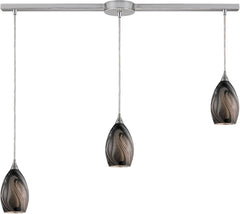 Formations 3 Light Pendant In Satin Nickel and Ashflow Glass