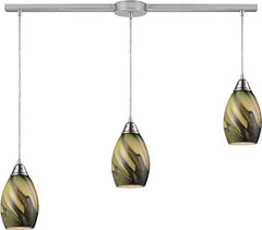 Formations 3 Light Pendant In Satin Nickel and Planetary Glass