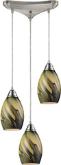 Formations 3 Light Pendant In Satin Nickel and Planetary Glass