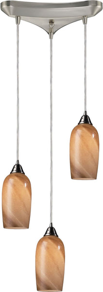 Sandstone 3 Light Pendant In Satin Nickel