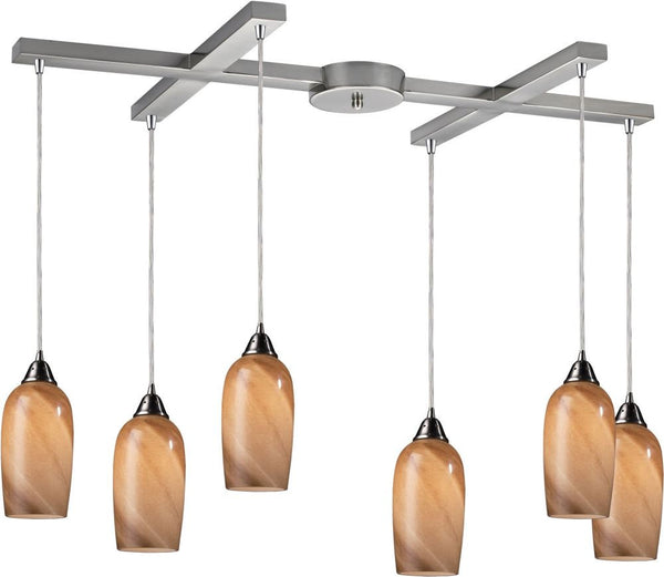 Sandstone 6 Light Pendant In Satin Nickel