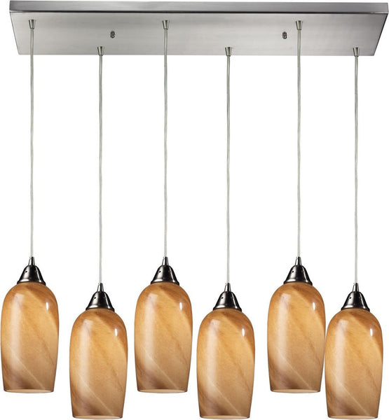 Sandstone 6 Light Pendant In Satin Nickel