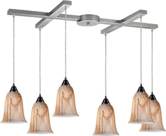 Granite 6 Light Pendant In Satin Nickel