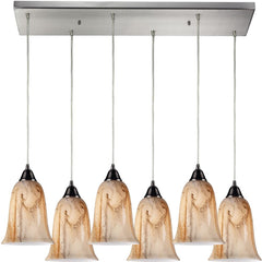 Granite 6 Light Pendant In Satin Nickel