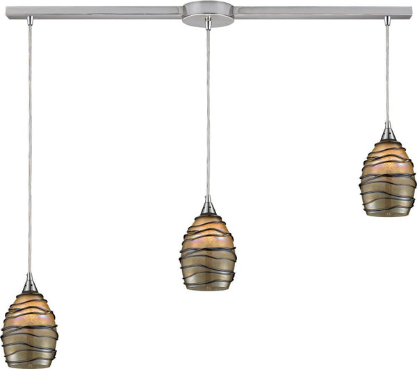 Vines 3 Light Pendant In Satin Nickel