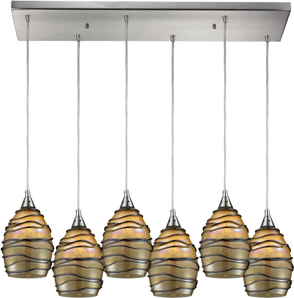 Vines 6 Light Pendant In Satin Nickel