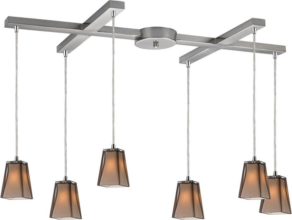 Cubico 6 Light Pendant In Satin Nickel