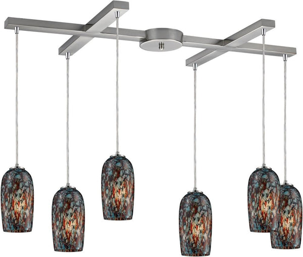 Collage 6 Light Pendant In Satin Nickel