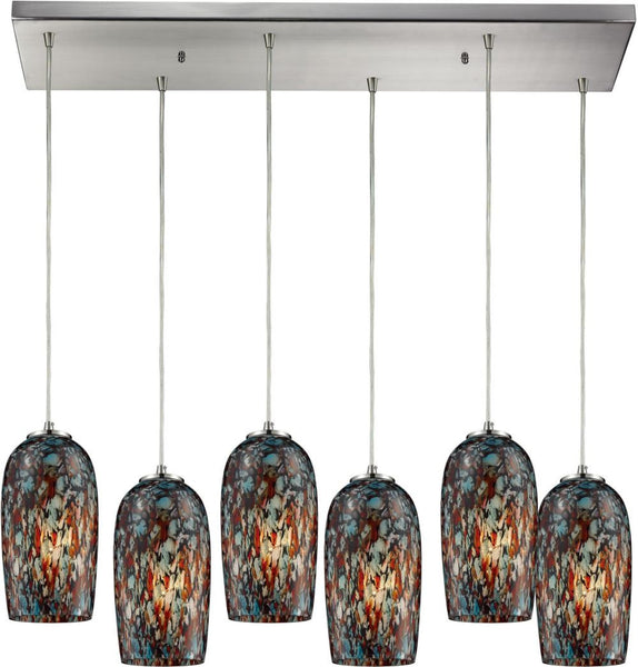 Collage 6 Light Pendant In Satin Nickel