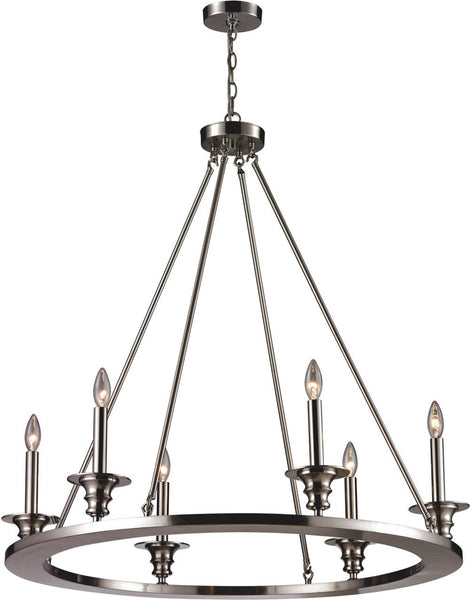 Port Solerno 6 Light Chandelier In Satin Nickel