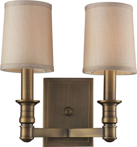 Baxter 2 Light Wall Sconce In Brushed Antique Brass