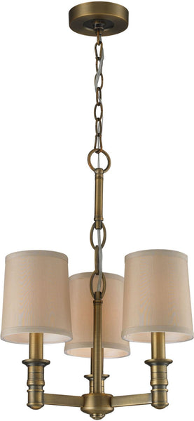 Baxter 3 Light Chandelier In Brushed Antique Brass