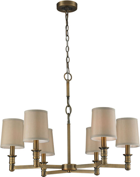 Baxter 6 Light Chandelier In Brushed Antique Brass