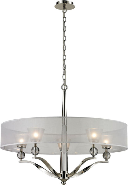 Corisande 5 Light Chandelier In Polished Nickel