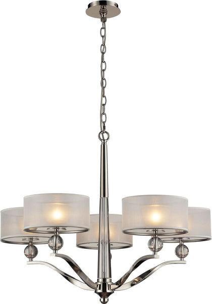 Corisande 5 Light Chandelier In Polished Nickel