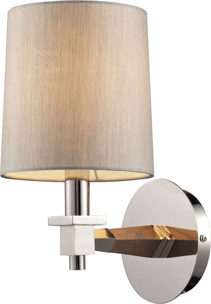 Jorgenson 1 Light Wall Sconce In Polished Nickel and Taupe Wood