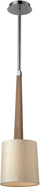 Jorgenson 1 Light Pendant In Polished Nickel and Taupe Wood