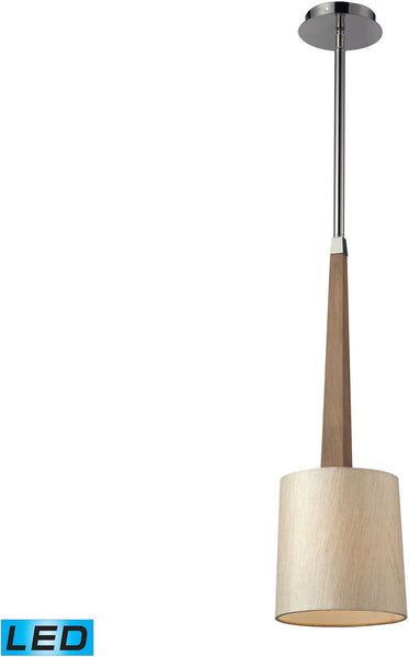 Jorgenson 1 Light Led Pendant In Polished Nickel and Taupe Wood