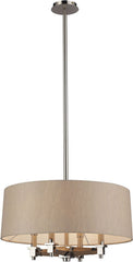 Jorgenson 4 Light Pendant In Polished Nickel and Taupe Wood