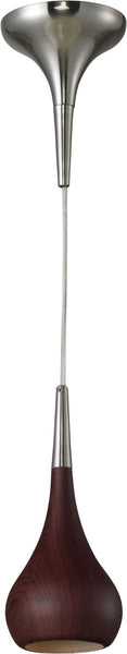 Lindsey 1 Light Pendant In Dark Walnut and Satin Nickel