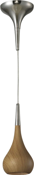 Lindsey 1 Light Pendant In Medium Oak and Satin Nickel