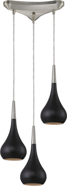 Lindsey 3 Light Pendant In Oiled Bronze and Satin Nickel