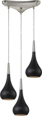 Lindsey 3 Light Pendant In Oiled Bronze and Satin Nickel