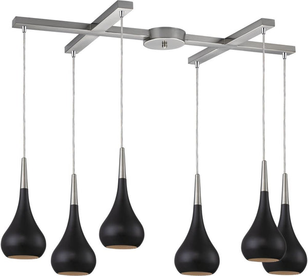Lindsey 6 Light Pendant In Oiled Bronze and Satin Nickel
