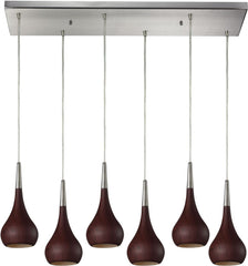 Lindsey 6 Light Pendant In Dark Walnut and Satin Nickel