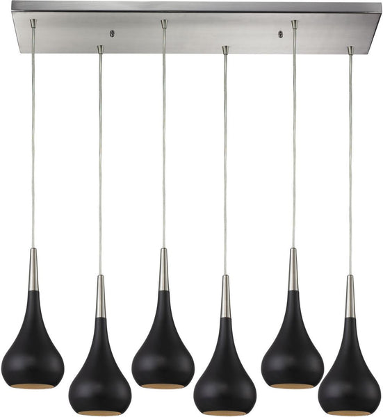 Lindsey 6 Light Pendant In Oiled Bronze and Satin Nickel