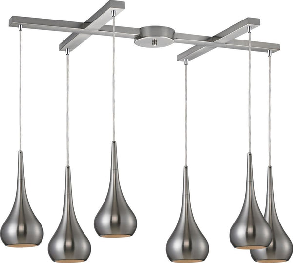 Lindsey 6 Light Pendant In Satin Nickel